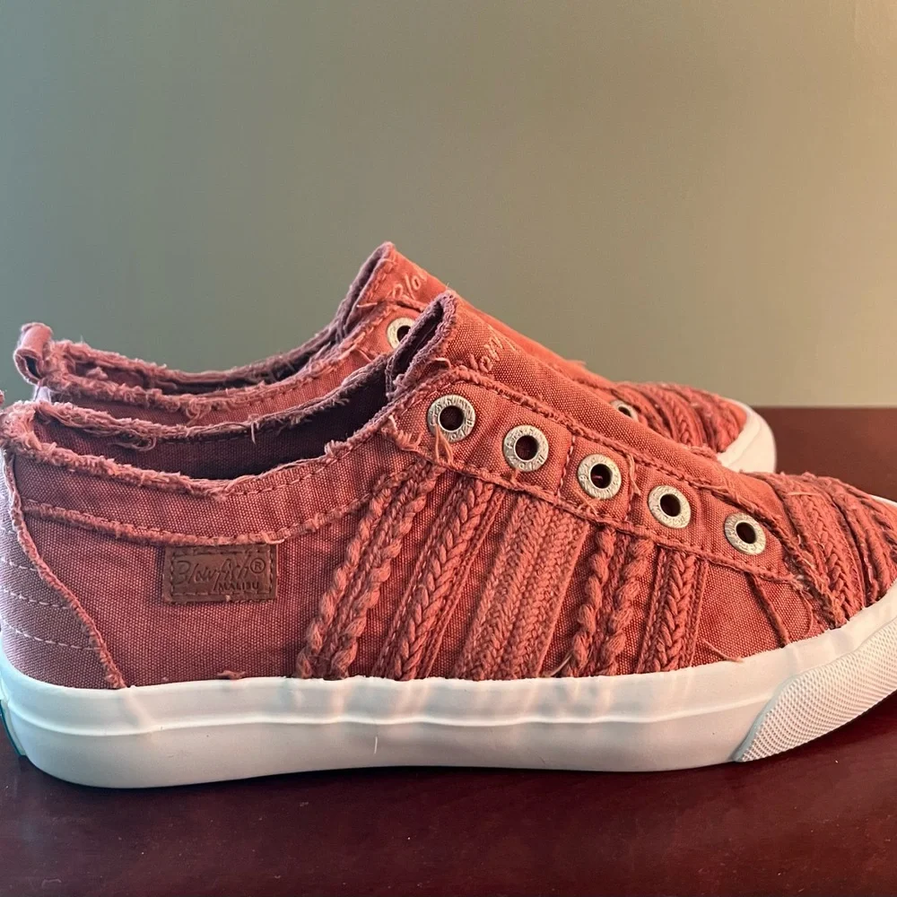 Rust Frayed Slip-On Sneakers - Picture 3 of 6